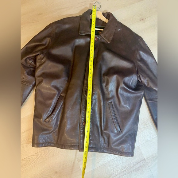 GOLDEN HAWK Vintage Brown Leather Button Up Moto Coat Removable Lining Men’s 2XL - Picture 13 of 16